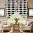 thumbnail image 5 of Happy Easter Swag Valance Curtains Watercolor Gnomes Colorful Eggs Floral Greenery Black Plaid Rod Pocket Swag Curtains Small Window Treatments for Kitchen Bathroom Bedroom 36" W x 36" L, 2 Panels, 5 of 9