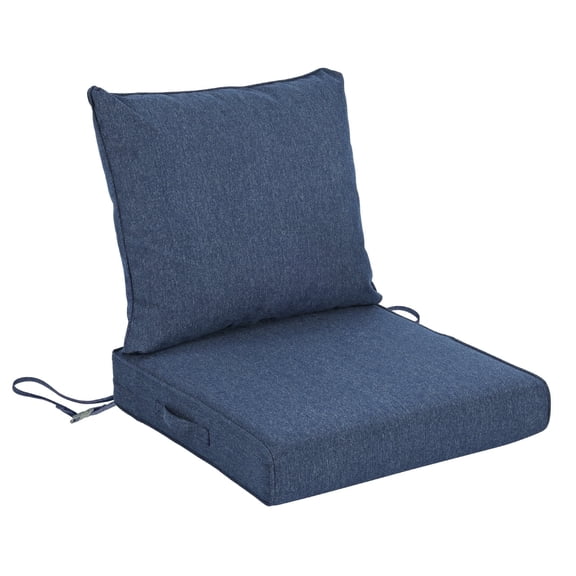 BPS Outdoor Deep Seat Cushion Set, 24x24 Inch Patio Furniture Cushions with Removable Cover, Navy Blue