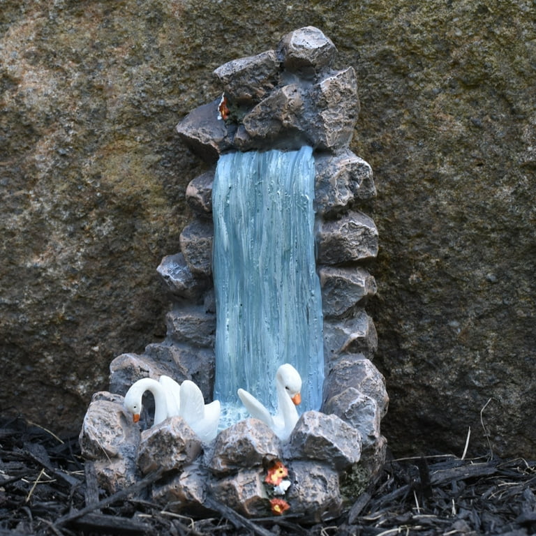 Fairy Garden Miniature Swans Rock Waterfall Outdoor Dollhouse Landscape Decor Fairy Garden Miniature Swans Rock Waterfall Outdoor Dollhouse Landscape Decor