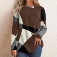 thumbnail image 2 of GigrtiJin Fall Blouse for Women Color Block Long Sleeve Pullover Tops Lightweight Flannel Crew Neck Plus Size Shirts, 2 of 5
