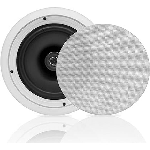 PYLE PDIC81RD In-Wall / In-Ceiling Dual 8-Inch Speaker System, 2-Way, Flush Mount, White (Pair)