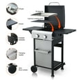 thumbnail image 2 of DOPIN 2 Burner Gas Grill, Stainless Steel Propane Grill with Griddle Combo and Enameled Cast Iron Grate, Outdoor BBQ Grill with Foldable Side Table and Hanging Basket, 24600BTU, 2 of 9