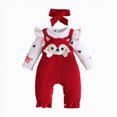 thumbnail image 5 of TOWED22 Baby Girl Clothes Romper Ruffled Long Sleeve Love Fall Winter Outfits with Bow Headband 0-18 Months,Red,6-9 M, 5 of 6