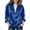 Blue-long sleeve shirts women, variant on Women's Long Sleeve Shirts Satin V Neck Lapel Blouses Loose Fit Solid Color Tops Fall Casual Work Business Blouse