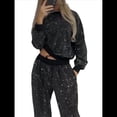 thumbnail image 2 of Conjuntos de Dos Piezas para Mujer: Blusas con Estrellas Brillantes, Camisetas, Pantalones y Conjuntos para Conciertos y Fiestas. Negro M, 2 of 10