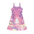 thumbnail image 6 of Uourmeti Girls Axolotl Donuts Dresses 5-6Y Cute Spaghetti Strap Beach Sundress Casual Flared Swing A-Line Tiered Dresses for Girls Princess Holiday Clothes, 6 of 7