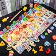 thumbnail image 1 of QWZ Rompecabezas Educativo, Tablero en Madera para Aprendizaje Montessori, Juego para Conteo Matemático, Pesca de Figuras, Unión de Colores, Juguete para Uso Infantil, Regalo, 1 of 4