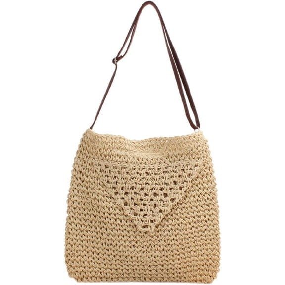 LinYooLi Vintage Straw Shoulder Bag Women Large Handmade Tote Bag Summer Beach Handbags