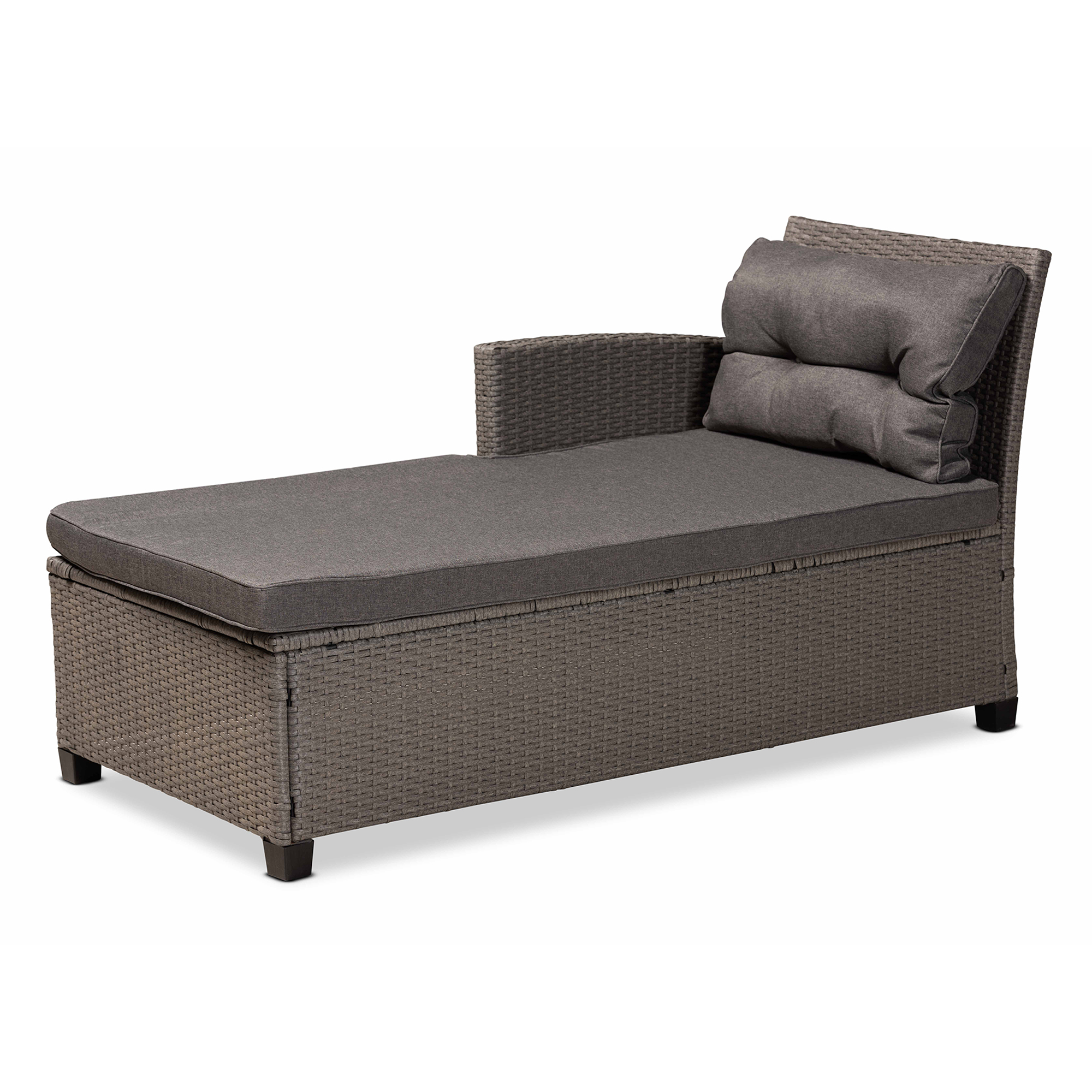 Baxton Studio Darian Modern and Contemporary Grey Fabric Upholstered and Grey Synthetic Rattan 4-Piece Patio Set