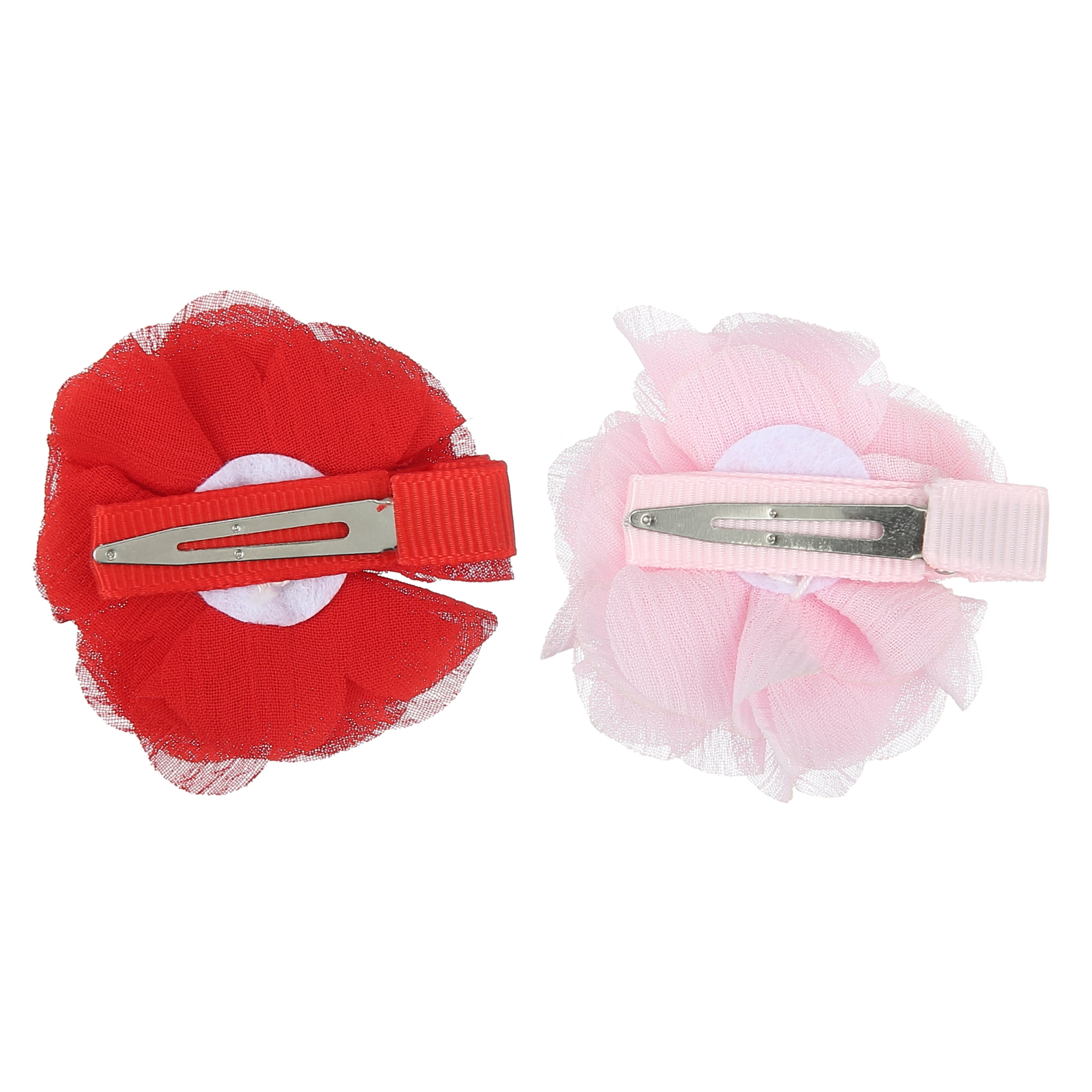 Unique Bargains 12Pcs Hair Clip for Girls Grosgrain Ribbon Flower Pattern Hair Accessories