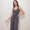 thumbnail image 4 of Women's Halter Active Tank Top with Scoop Neckline Seamless Stretch Fit and Built-In Light Support Shelf - Gray, Medium, 4 of 7