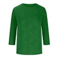 thumbnail image 6 of qelini T-shirts for Women with Round Neck School Season Solid Color Short Sleeved Wave Texture Loose Casual Daily Wearing Basic Tops Juniors Summer Comfortable 1Pack Green L, 6 of 6