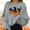 thumbnail image 2 of Women Oversized Halloween Hoodies Pullovers Graphic Print Round Neck Long Sleeve Sweatshirt Gray Hoodies for Women, 2 of 6