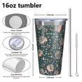 thumbnail image 4 of 16oz Tumblers Cute Hedgehog Pattern with Pioneer Flower Stainless Steel Vacuum Insulated Double Wall Travel Tumbler Cups Mug with Lid and Straw,Cleaning Brush for Coffee,Tea, 4 of 4