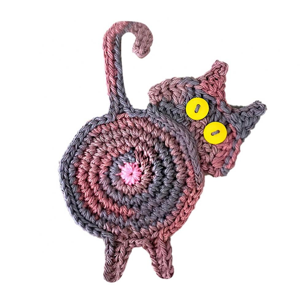 Funny Cat Coaster for Drinks Crochet Coasters Absorbent Bar Coasters  Creative Cat Gifts for Cat Lover