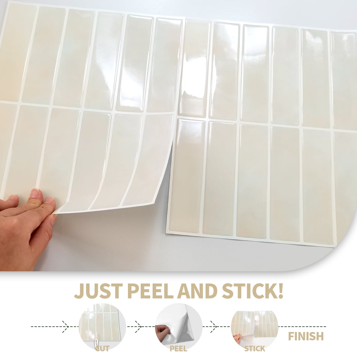 Peel and Stick Backsplash 3D Wall Tiles,Self-Adhesive,Oil Proof,Waterproof, Removable Wall Panels for Kitchen & Bathroom,Modern Design, Easy Install (10.7ft，12x9 inch,15 Pack)