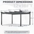 thumbnail image 4 of MELLCOM Retractable Pergola 12x16 ft, Dual-Side Adjustable, Waterproof Sun Shelter, Aluminum Frame with Locking Straps and Screws, for Patio Deck, Gray, 4 of 7