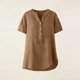 thumbnail image 5 of TaTaai Summer V Neck Casual Top, Women's Half Button Open Front Design, Linen Inspired Short Sleeve Solid Color Shirt Gift, 5 of 9
