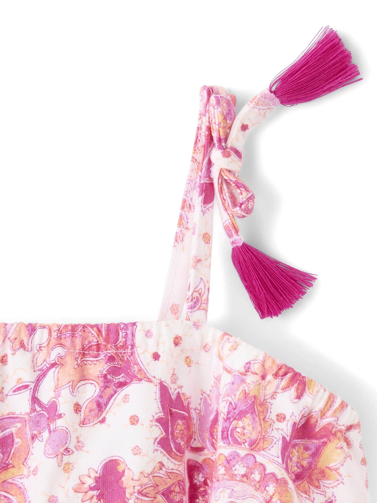 The Children's Place Girls Sleeveless Paisley Tassel Bow Shoulder Tank Top, Sizes XS-XXL