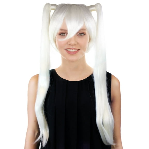 HPO Adult Women's Animation Character Wig | Cosplay Long White Wig | Premium Breathable Capless Cap