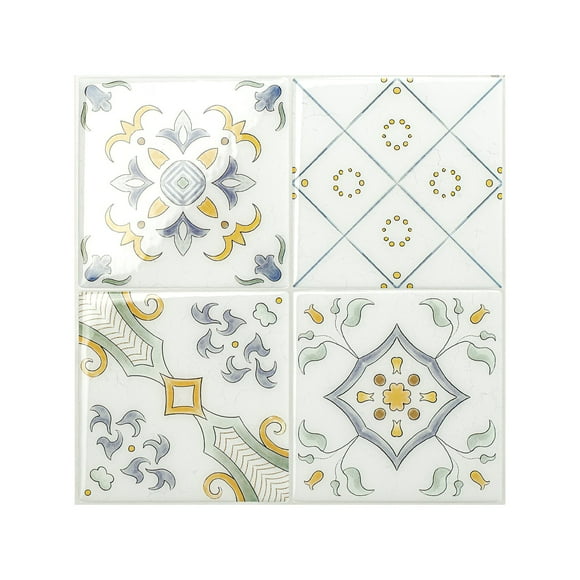 Smart Tiles - 3D Adhesive Peel and Stick Backsplash Tile, Multi-color - 5-Pack 9" x 9"
