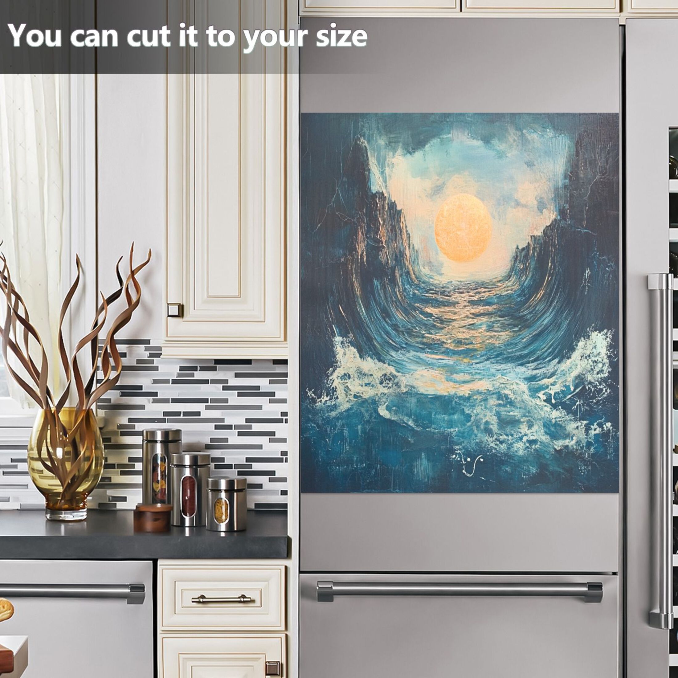 Dishwasher Magnetic Sticker 23x26 Inch Refrigerator Magnetic Sticker Washing Machine Magnetic Sticker Kitchen Panel Magnetic Sticker Home Decor Beautiful Sun and Sea