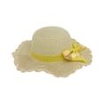 thumbnail image 1 of Sombrero Para Playa De Niña Ondulado Tejido De Paja C/ Moño beige, 1 of 6