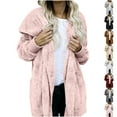 thumbnail image 6 of Womens Fuzzy Jacket Hooded Cardigan Soft Cozy Open Front Sherpa Fleece Coat Winter Warm Outwear with Pockets, 6 of 6