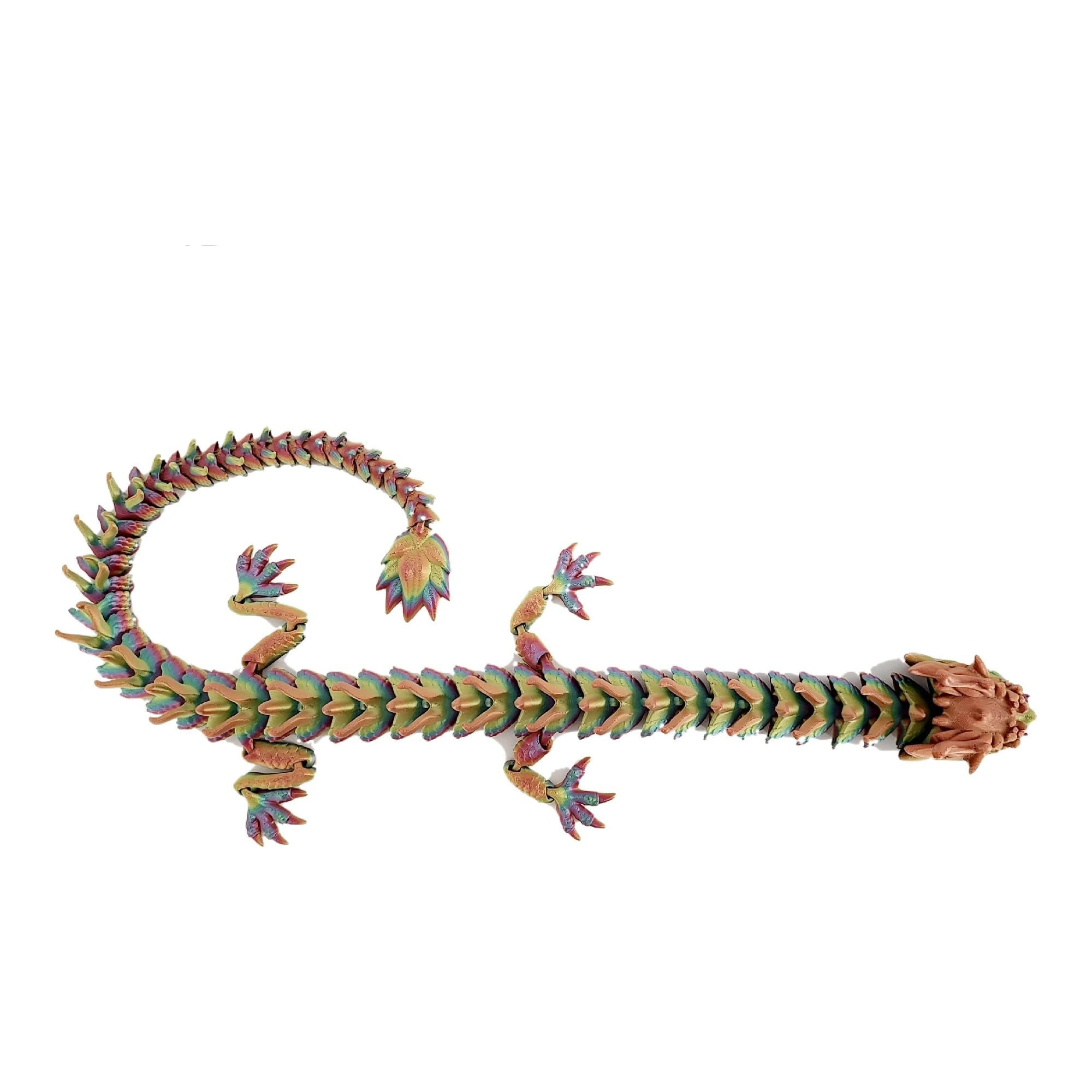 Flexible Articulated Fidget Toys Rainbow, Majestic 24-Inch Rainbow Dragon