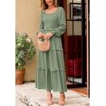 thumbnail image 3 of Vestido largo PRETTYGARDEN de manga larga para mujer, gris y verde, 3 of 8