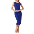thumbnail image 2 of Vestido formal midi sin mangas de cuello barco para mujer Inspire Chic azul real S, 2 of 5