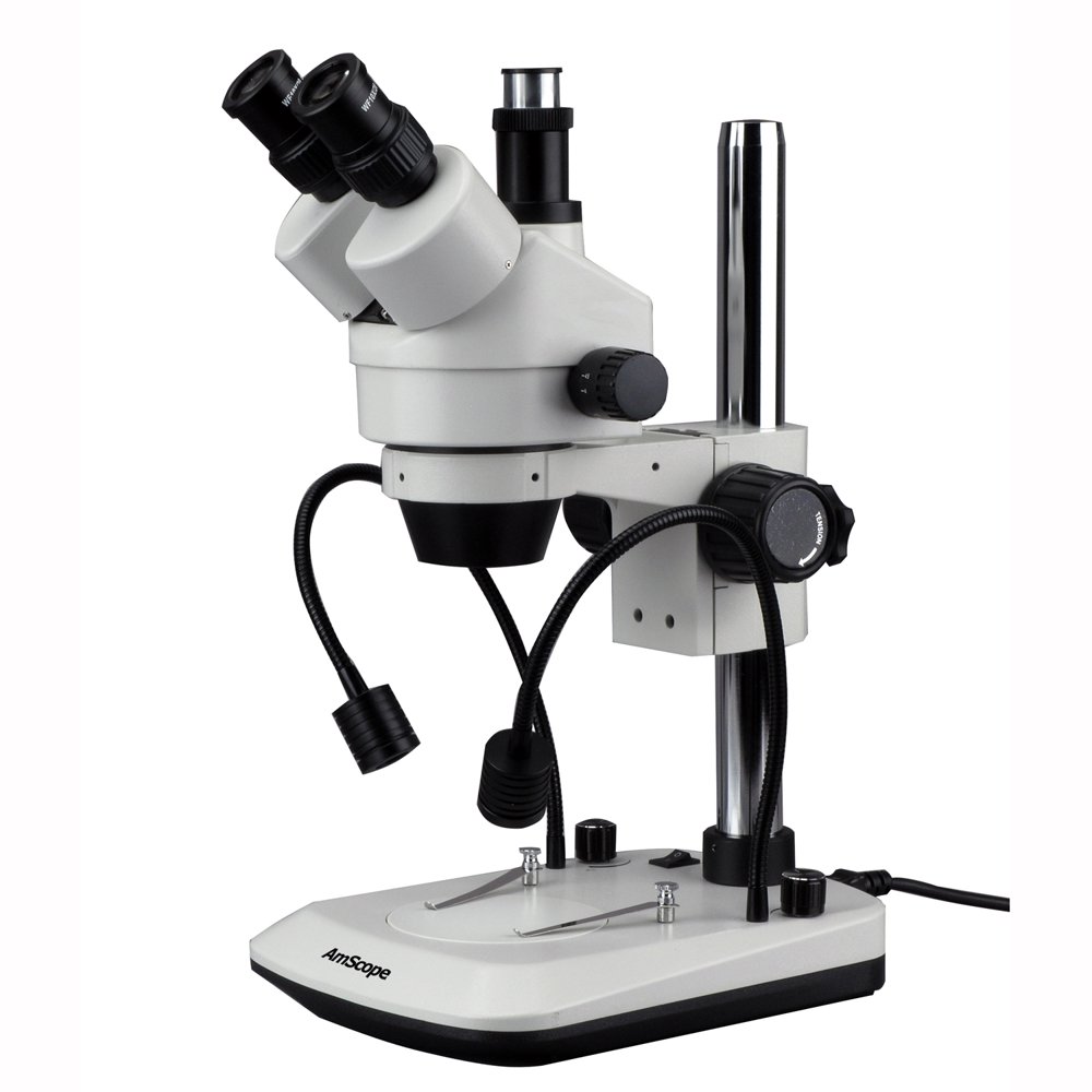 AmScope 7X45X Stereo Microscope With Built In Dual LED Gooseneck New
