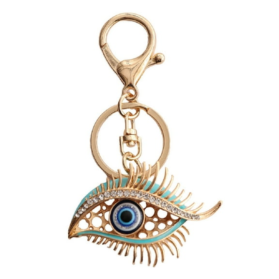 QDDollars Evil Eye Keychain for Women, Cute Eye Key Chain for Ladies, Sparkling Blue Eye Key Ring, Funny Eye Keychains, Punk Eye Fish Bone Keyring, Rhinestone Eye Keychain Accessories