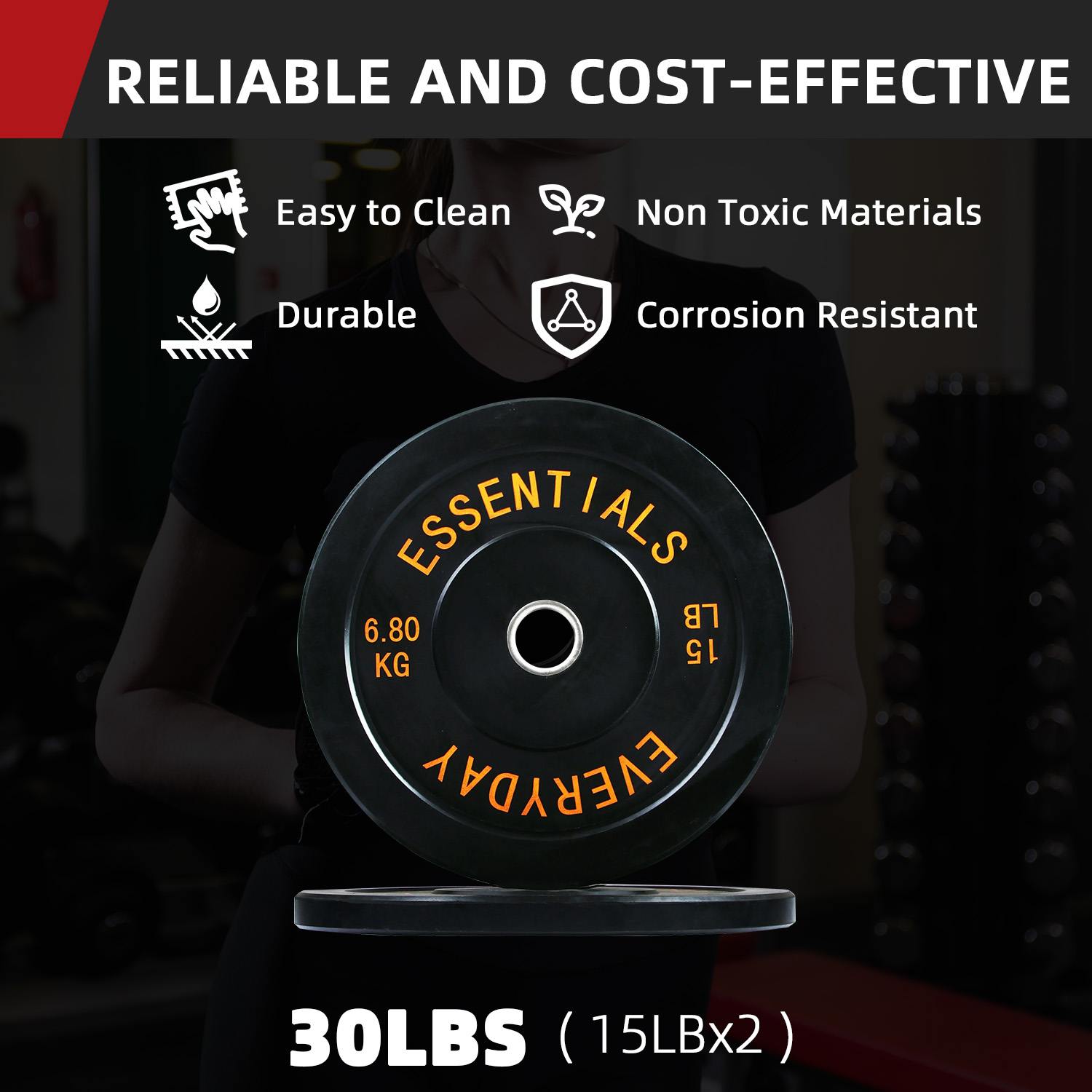FlexWave 55LB Curl Barbell Set with 4FT EZ Bar and Pair of 15LB Rubber-Coated Weight Plates, Home Strength Training Kit