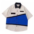 thumbnail image 2 of Camisa con botones bordada con estampado de letras para hombre, blusa de manga corta con cuello vuelto Retro de verano, 2 of 8