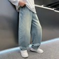 thumbnail image 6 of TBWNWG Boys Baggy Pants,Boys' Loose Fit Jeans Oversized Straight Leg Denim Overalls Wide Leg Baggy Pants for Big Boys,Size 5-6 Years, 6 of 8