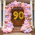 thumbnail image 4 of Gold Number 90 Mylar Foil Balloon 32" - Helium or Air Inflatable Metallic Balloons for 90th Happy Birthday Party, Anniversary, Graduation Decorations, 4 of 9