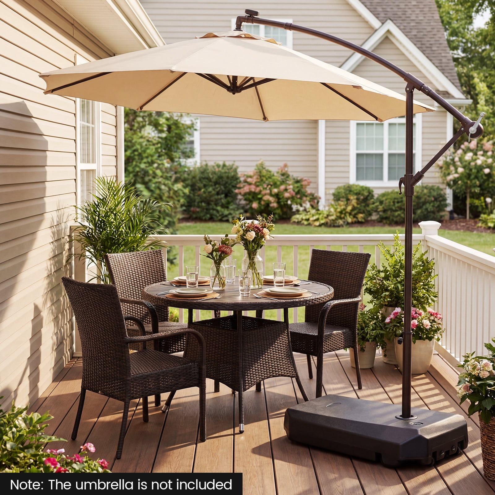 Costway Cantilever Umbrella Base with Wheels & Cross Base for 10 FT Offset Hanging Umbrella