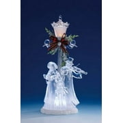 Icy Giftware Set of 2 Icy Clear and Red Christmas Street Lamp with Choir Figurines 11"