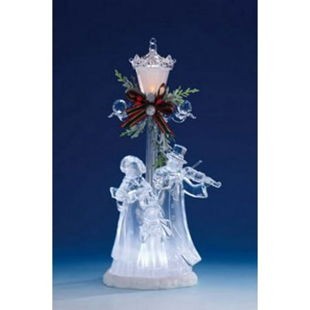 Icy Giftware Set of 2 Icy Clear and Red Christmas Street Lamp with Choir Figurines 11"