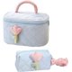 thumbnail image 1 of Lindo juego de 2 bolsas de maquillaje de pana (azul claro), bolsa de viaje acolchada para cosméticos, 1 of 5