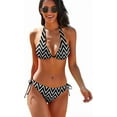 thumbnail image 6 of SKQIT Women's Halter String Swimsuits Simple Geometry Print Triangle Bikini Sets Sexy Tie Side Swimwear 2 Piece Suits, 6 of 10