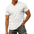 thumbnail image 2 of Men's V Neck T Shirts Short Sleeve Plus Size Tee Loose Casual Top Basic Oversized Shirts with Pocket, 2 of 7