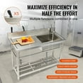 thumbnail image 6 of HCY Stainless Steel Utility Sink, Free Standing Single Bowl Commercial Kitchen Sink Set w/Workbench, 39.4 x 19.1 x 37.4 in Commercial Single Bowl Sinks for Garage, Restaurant, Laundry, NSF Certified, 6 of 6