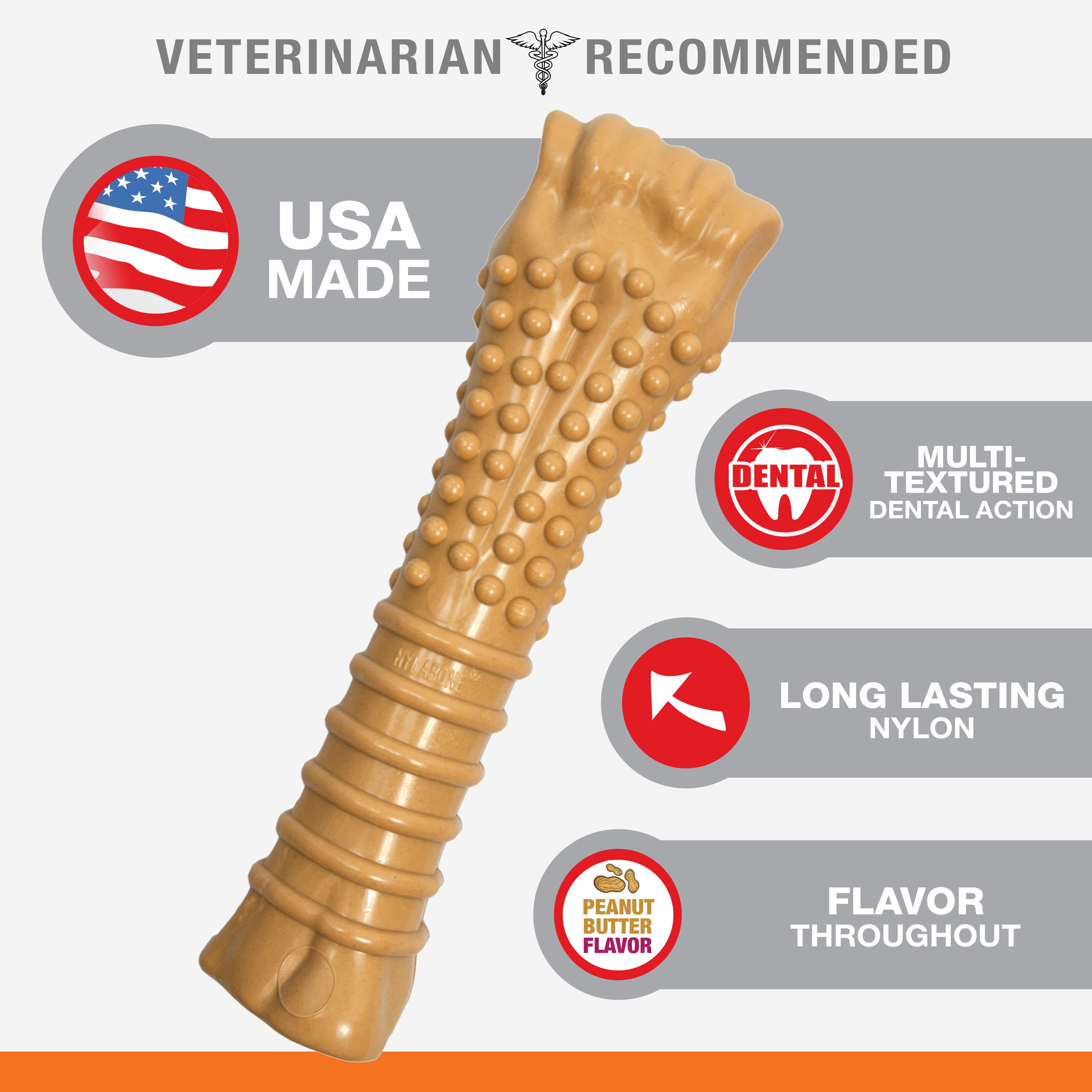 Nylabone® Power Chew® Durable Dog Toy - Peanut Butter, up to 50