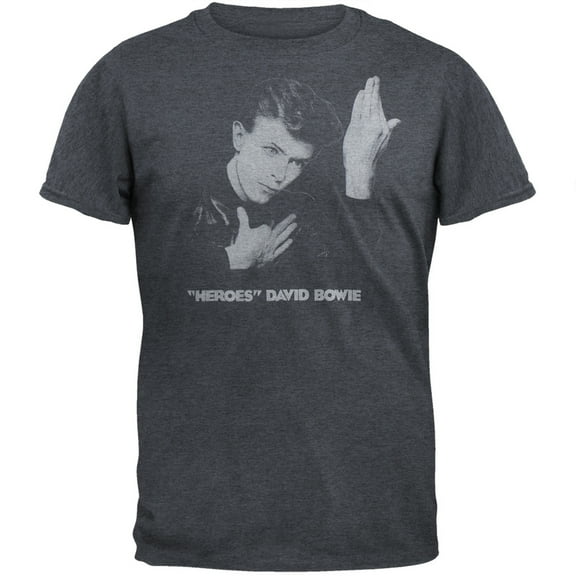 David Bowie Men's Heroes Slim Fit T-shirt Small Heather Navy