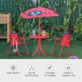thumbnail image 3 of Ensemble de Table et Chaises de Pique-Nique d'Extérieur 4 Pcs avec Parasol Réglable, Mobilier Pliant en Métal Rouge et Polyester pour Cour Arrière, Jardin, Patio et Terrasse, Table de 19,75 Pouces, 3 of 7