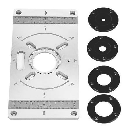 

Aibecy Aluminum Alloy Router Table Insert Plate Trimming Machine Engraving Tool Flip Board with 4 Rings for Woodworking