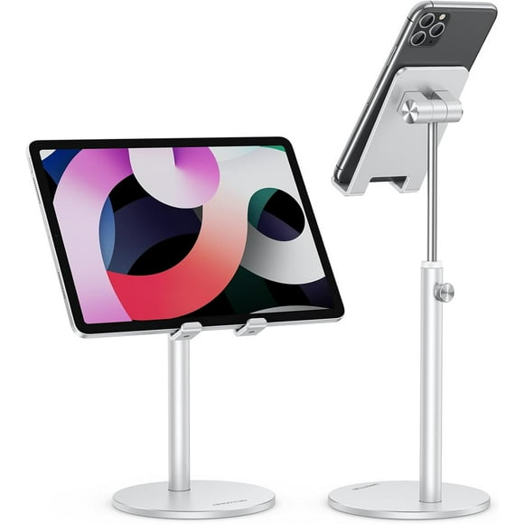 Soporte para teléfono móvil OMOTON, ángulo ajustable en altura, plateado