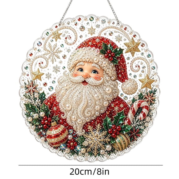 2026 Christmas Home Party Decoration Christmas Pearl Diamond Art Hanging Ornament Kit Christmas Pearls Beads Art Diamond Arts Window Suncatchers DIY ChristmasSanta Pearls Bead Painting Kit